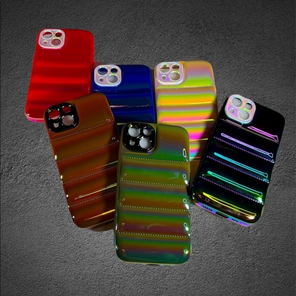 Red iPhone 13 PRO MAX Metallic Ombre Iridescent Pearlized BUBBLE Puffer Case - Picture 10 of 15